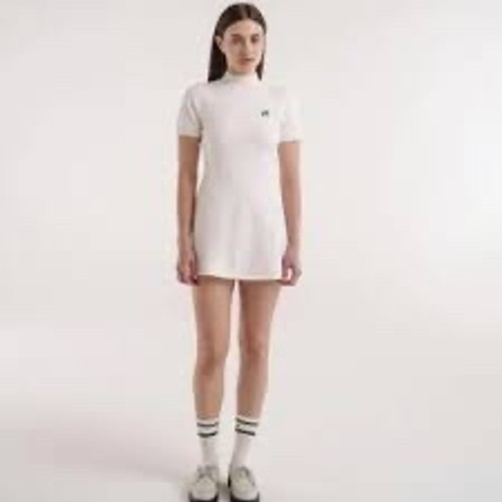 NWT Malbon Lauren Ivory Knit Golf Dress XL Mock‎ Neck Sweater Luxe Sport Tennis
